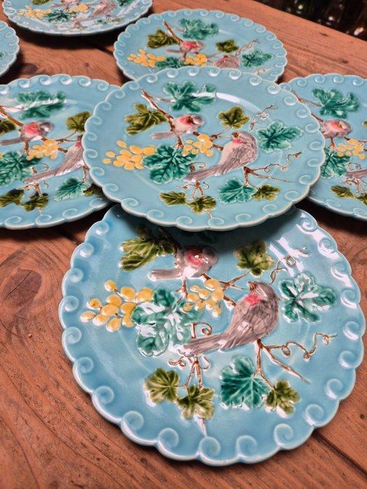 Sarreguemines - Bord (8) - Aardewerk - Assiettes barbotine, Antiek en Kunst, Antiek | Glas en Kristal