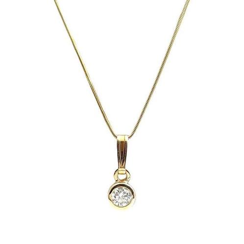 Hanger - 18 karaat Geel goud - 0.25ct. tw. Diamant, Sieraden, Tassen en Uiterlijk, Antieke sieraden