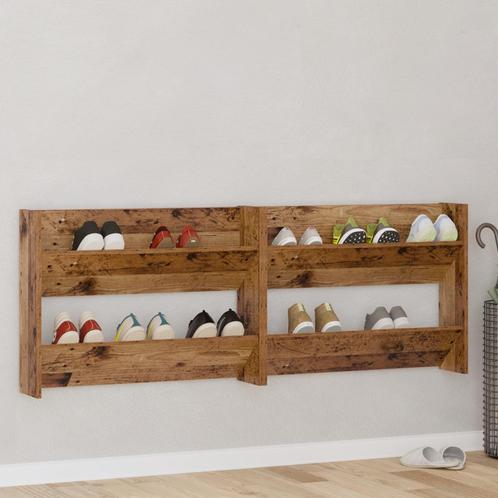 vidaXL Wand Schoenenkasten 2 pcs Oud hout 60 x 18 x 60 cm, Huis en Inrichting, Kasten | Schoenenrekken, Nieuw, Verzenden