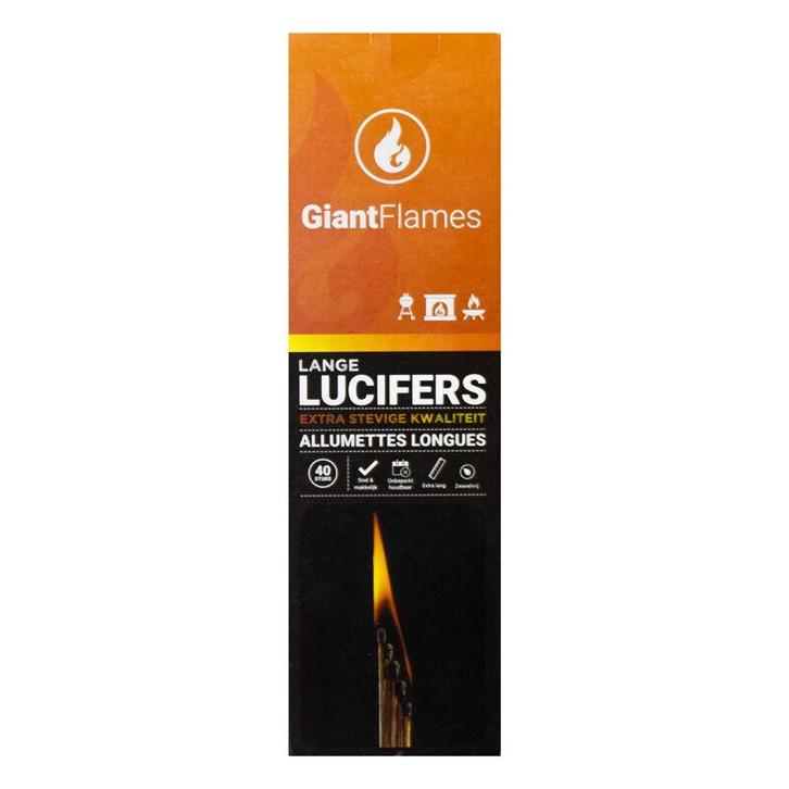 Giant Flames lange lucifers, Tuin en Terras, Haardhout, Blokken, Minder dan 3 m³, Overige houtsoorten, Ophalen of Verzenden