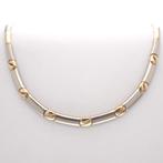 Bicolor gouden fantasie collier; koffieboon | 41 cm, Sieraden, Tassen en Uiterlijk, Kettingen, Ophalen of Verzenden, Gebruikt