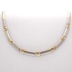 Bicolor gouden fantasie collier; koffieboon | 41 cm, Goud, Gebruikt, Ophalen of Verzenden, Overige kleuren