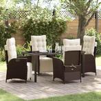 vidaXL 5-delige Tuin Eetset Bruin Poly Rattan, Tuin en Terras, Verzenden, Nieuw, Rotan