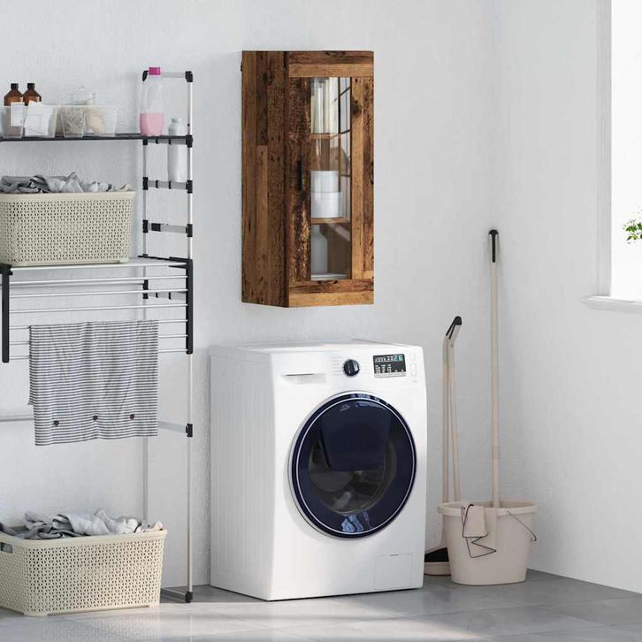 vidaXL Wandkast Oud Hout 34,5 x 34 x 90 cm Geengineerd Hout, Huis en Inrichting, Kasten | Buffetkasten, Nieuw, Minder dan 50 cm