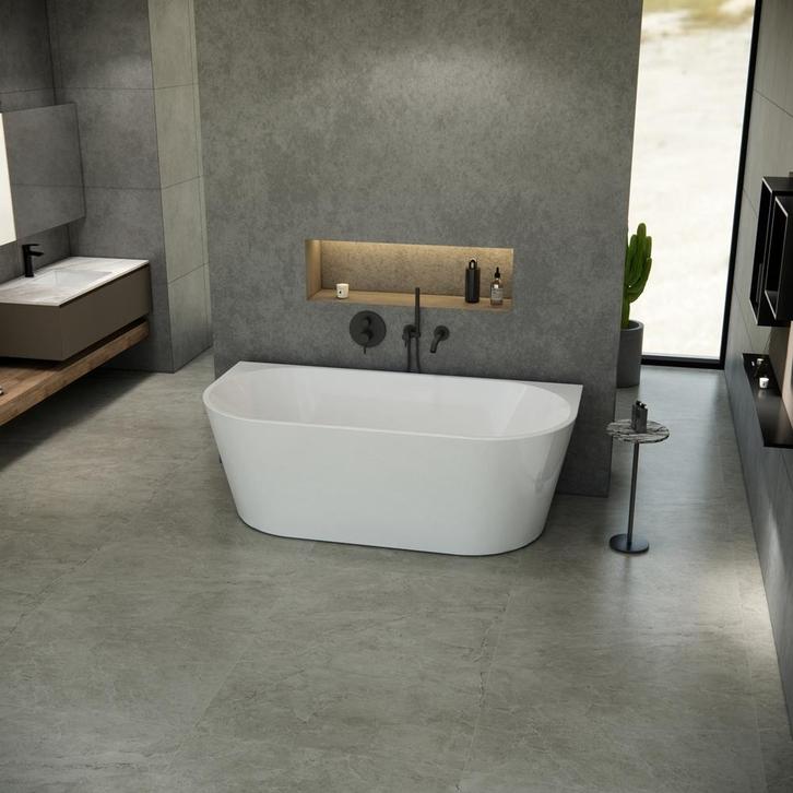 Half vrijstaand bad Lorenzo 170x80x58cm glans wit acryl, Doe-het-zelf en Verbouw, Sanitair, Verzenden