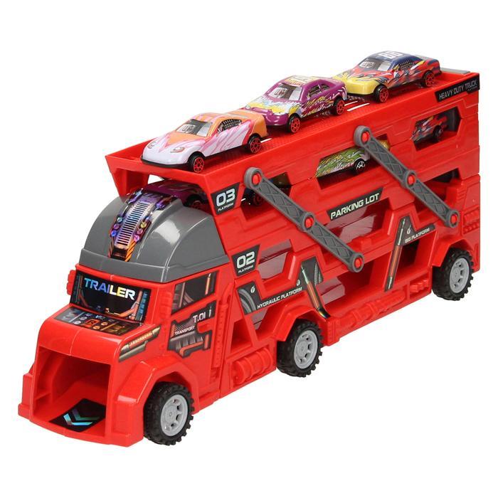 Nieuw Uitklapbare Autotransporter met Afschietfunctie - Rood, Kinderen en Baby's, Speelgoed | Speelgoedvoertuigen, Ophalen of Verzenden