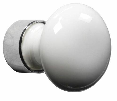Meubelknop Paddenstoel porselein 30mm wit/glans nikkel, Doe-het-zelf en Verbouw, Hang- en Sluitwerk, Nieuw, Ophalen of Verzenden