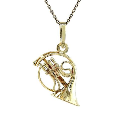 Gouden vintage hoorn hanger 14 krt, Sieraden, Tassen en Uiterlijk, Kettinghangers, Nieuw, Ophalen of Verzenden