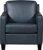 Direct meenemen | Blauwe leren fauteuil | blauw leer | NIEUW, Huis en Inrichting, Nieuw, Ophalen of Verzenden, Landelijk, 50 tot 75 cm