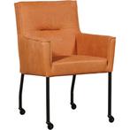 Set van 8 Leren eetkamerstoelen Lucky - Kenia Rost (oranje), Huis en Inrichting, Stoelen, Ophalen of Verzenden, Nieuw, Leer