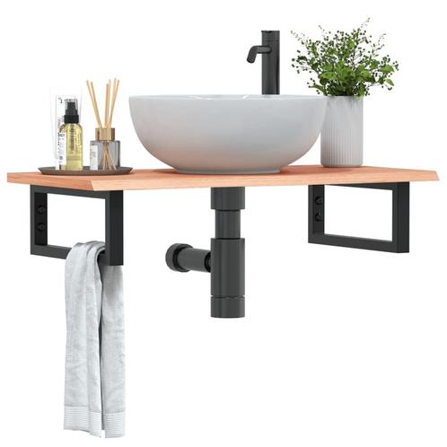 vidaXL Badkamer wandschap staal en massief eikenhout, Huis en Inrichting, Tafels | Kaptafels, Nieuw, Verzenden