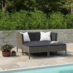 vidaXL 4-delige Loungeset met kussens poly rattan grijs, Verzenden, Nieuw, Rotan, Loungeset
