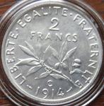 Frankrijk. 2 Francs 1914-C, Castelssarasin (Zonder