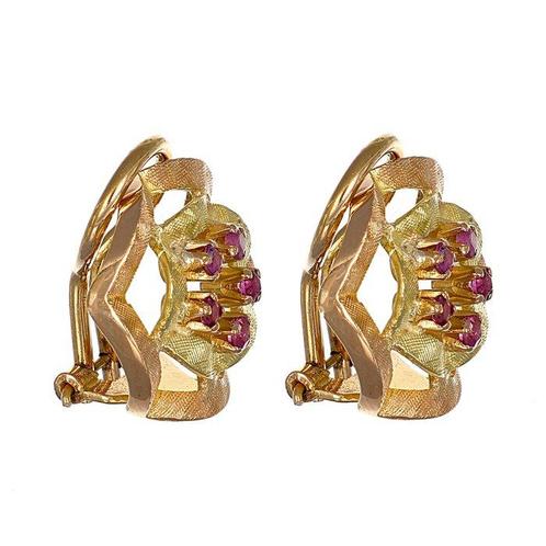 Oorbellen - 18 karaat Geel goud - 0.35ct. tw. Robijn, Sieraden, Tassen en Uiterlijk, Oorbellen