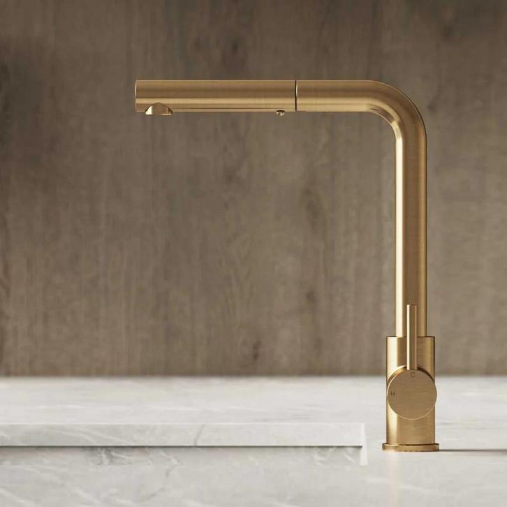 Keukenmengkraan Hotbath Fellow Draaibaar Uittrekbare Uitloop, Doe-het-zelf en Verbouw, Sanitair, Kraan, Nieuw, Ophalen of Verzenden