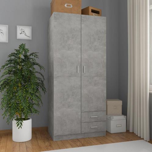 vidaXL Kledingkast 80x52x180 cm bewerkt hout betongrijs, Huis en Inrichting, Kasten | Kledingkasten, Nieuw, Verzenden