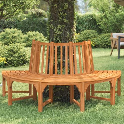 vidaXL Boombank halfrond Ø208 cm massief eucalyptushout, Tuin en Terras, Tuinbanken, Nieuw, Hout, Verzenden