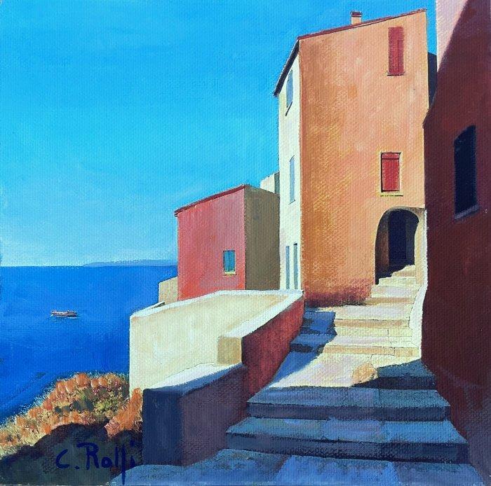 Claudio Rolfi (1960) - Case del mare, Antiek en Kunst, Kunst | Schilderijen | Modern