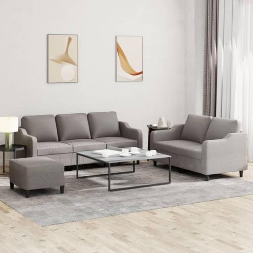 vidaXL 3-delige Loungeset met kussens stof taupe, Huis en Inrichting, Banken | Bankstellen, Nieuw, 150 tot 200 cm, Stof, Vierpersoons of meer