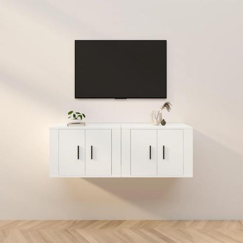 vidaXL Tv-wandmeubels 2 st 57x34,5x40 cm wit, Huis en Inrichting, Kasten | Televisiemeubels, Nieuw, Overige houtsoorten, Verzenden