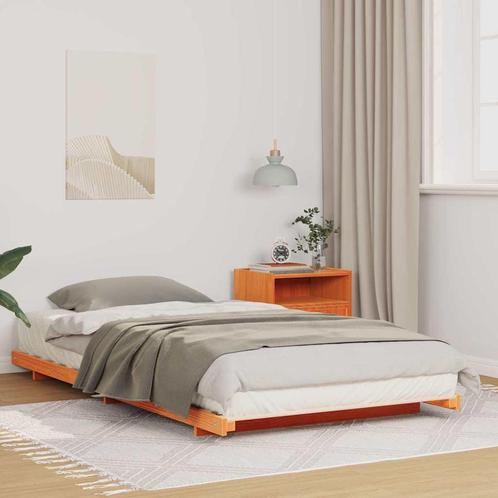 vidaXL Bedframe Wasbruin 100 x 220 cm Massief grenenhout, Huis en Inrichting, Slaapkamer | Bedden, Bruin, Nieuw, Hout, Verzenden