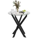 Eettafel - Moderne Glazen - Metalen Poten - Zwart, Huis en Inrichting, Tafels | Eettafels, Ophalen of Verzenden, Nieuw, Modern