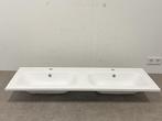 Veiling - Dubbele wastafel 124x14,2cm wit, Nieuw