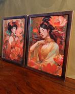 Ksavera - Japanese goddess DS0707 - diptych in frame, Antiek en Kunst