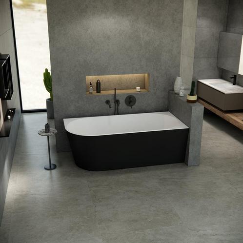 Vrijstaand bad Luciano hoekbad 180x80x58cm mat zwart/ wit, Doe-het-zelf en Verbouw, Sanitair, Verzenden