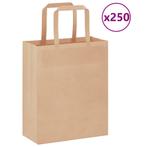 vidaXL Papieren zakken 250 st met hengsels 18x8x22 cm bruin, Diversen, Verzenden, Nieuw