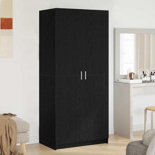 vidaXL Kledingkast met opslag Zwart 80 x 51 x 180 cm Bewerkt, Huis en Inrichting, Kasten | Kledingkasten, Nieuw, Verzenden
