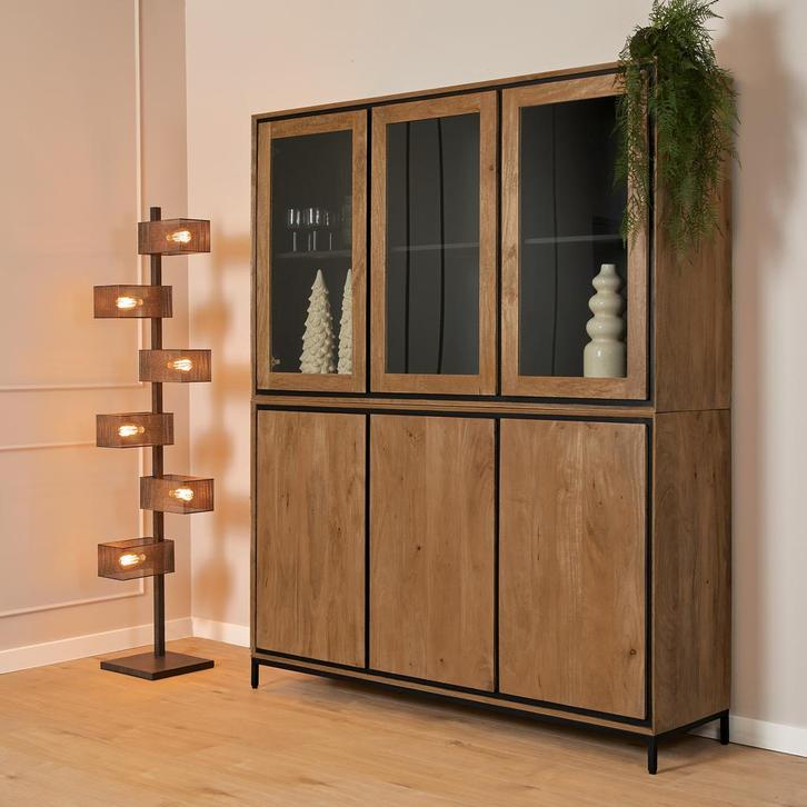 Vitrinekast RichWood | 160 cm - Meerdere afmetingen, Huis en Inrichting, Kasten | Vitrinekasten, Nieuw, Ophalen of Verzenden
