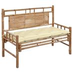 vidaXL Tuinbank met kussen 120 cm bamboe, Tuin en Terras, Tuinbanken, Verzenden, Nieuw, Hout