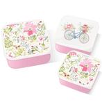 Lunchbox Snackbox - Pink Botanical - Roze - Set 3-delig M/L/, Ophalen of Verzenden, Nieuw