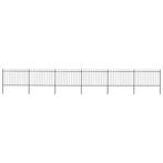 vidaXL Tuinhek met speren bovenkant 10,2x1,2 m staal zwart, Tuin en Terras, Schuttingen, Verzenden, Nieuw, IJzer, 1 tot 2 meter