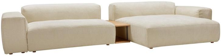 Edda 2.5-Zits Bank + Chaise Longue Creme met Salontafel, Huis en Inrichting, Banken | Bankstellen, Ophalen of Verzenden