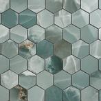 Vloertegel / wandtegel hexagon onix marmer turquoise, Doe-het-zelf en Verbouw, Tegels, Keramiek, Nieuw, Ophalen of Verzenden, 10 m² of meer