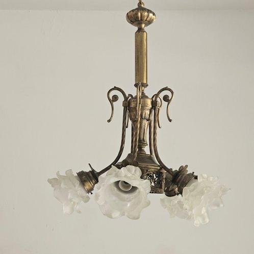 Kroonluchter - Glas, Messing - paralumi fior di loto, Antiek en Kunst, Kunst | Designobjecten