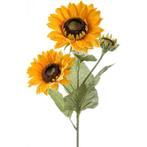 Zonnebloemen kunstbloem tak 62 cm met 3 bloemen geel - Kun.., Ophalen of Verzenden