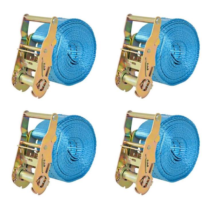 vidaXL Spanbanden 2 ton 6mx38mm blauw 4 st, Doe-het-zelf en Verbouw, IJzerwaren en Bevestigingsmiddelen, Nieuw, Verzenden