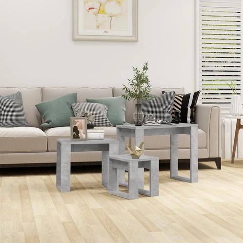 vidaXL 3-delige Tafeltjesset bewerkt hout betongrijs, Huis en Inrichting, Tafels | Bijzettafels, Nieuw, Verzenden