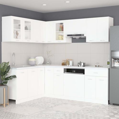 vidaXL 11-delige Keukenkastenset Lyon bewerkt hout wit, Huis en Inrichting, Keuken | Keukenelementen, Wit, Nieuw, Verzenden