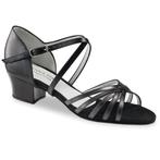 Dames Dansschoen Zwart Leer - Brede Hak 3,5 cm - Open Neus -, Sport en Fitness, Ballet, Verzenden, Nieuw