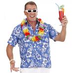 Luau shirt blauw met witte bloemen - Hawaii kleding, Ophalen of Verzenden, Nieuw