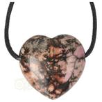 Rhodoniet doorboorde hart hanger  ± 3 cm - Nr 22, Verzenden, Nieuw