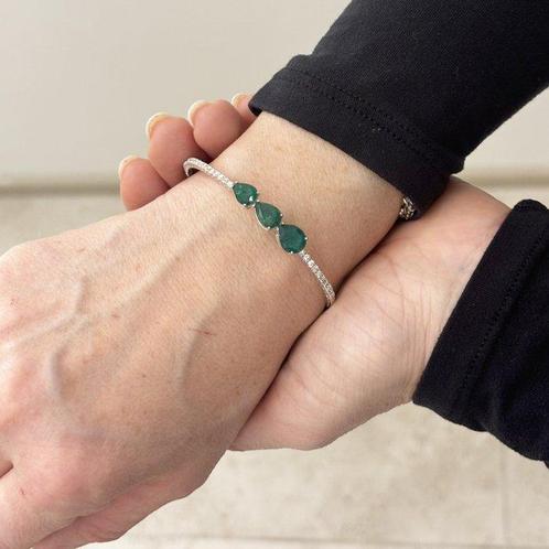 Armband - 18 karaat Geel goud, Witgoud - Smaragden en, Sieraden, Tassen en Uiterlijk, Armbanden