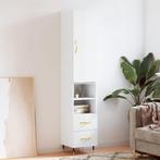 vidaXL buffetkast 34,5x34x180 cm bewerkt hout hoogglans wit, Minder dan 50 cm, Verzenden, Nieuw, Minder dan 100 cm
