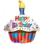 Helium Ballon Cupcake Happy Birthday 45cm leeg, Nieuw, Verzenden