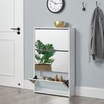 Schoenenkast met spiegels 3 vouwdeuren 102,5x63x17 cm wit, Huis en Inrichting, Kasten | Schoenenkasten, Verzenden, Nieuw