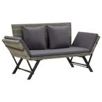 vidaXL Tuinbank met kussens 176 cm poly rattan grijs, Verzenden, Nieuw, Rotan